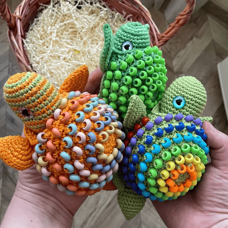 Basket with colorful sea creatures